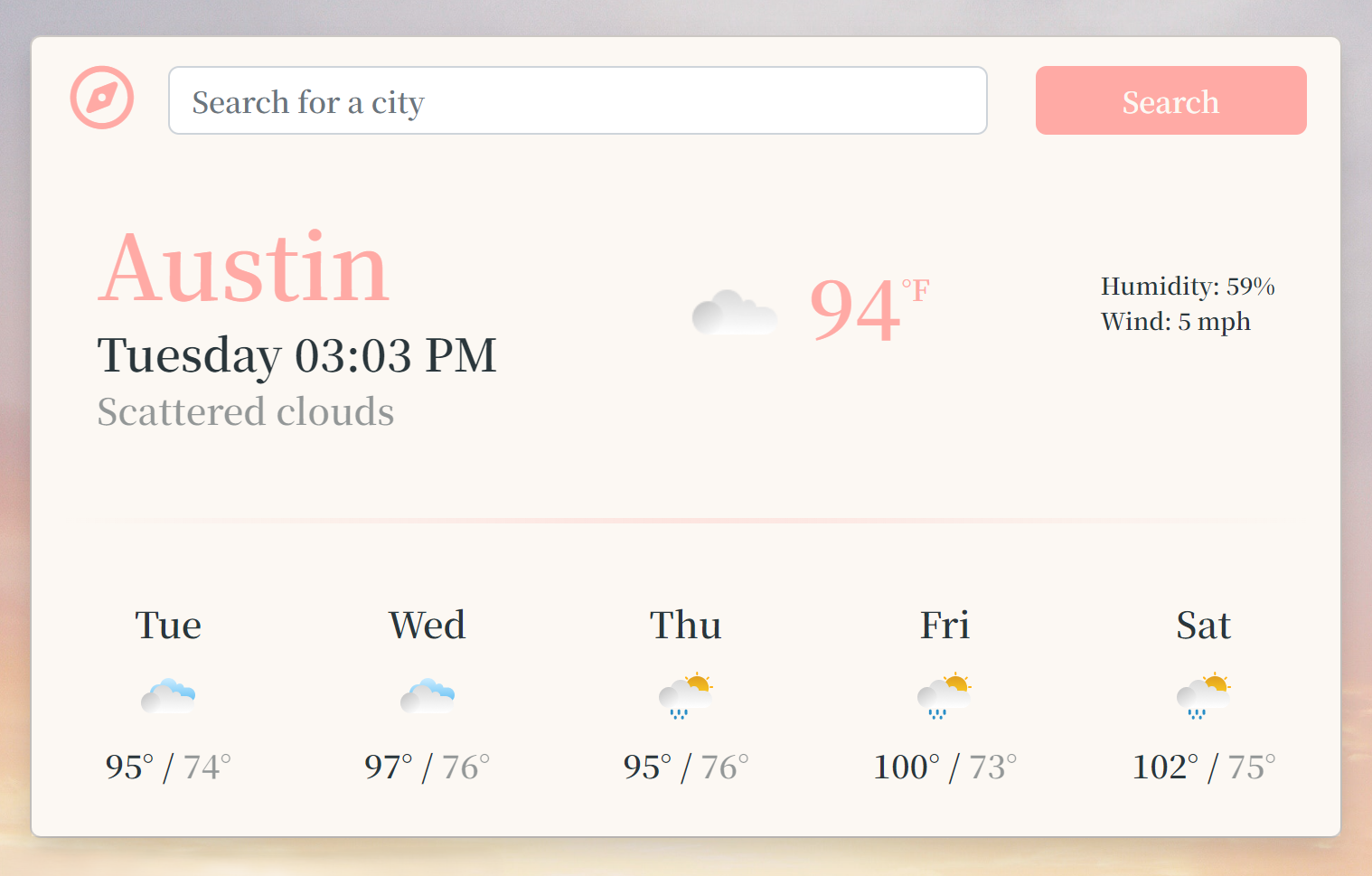 Weather app project preview